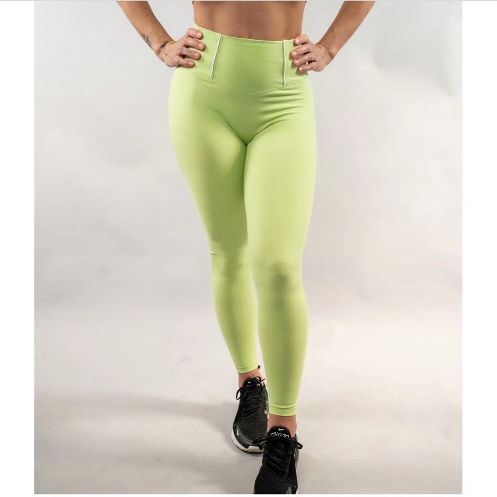 TYC Retro Scrunch Leggings - Lime Green XS ~NWT